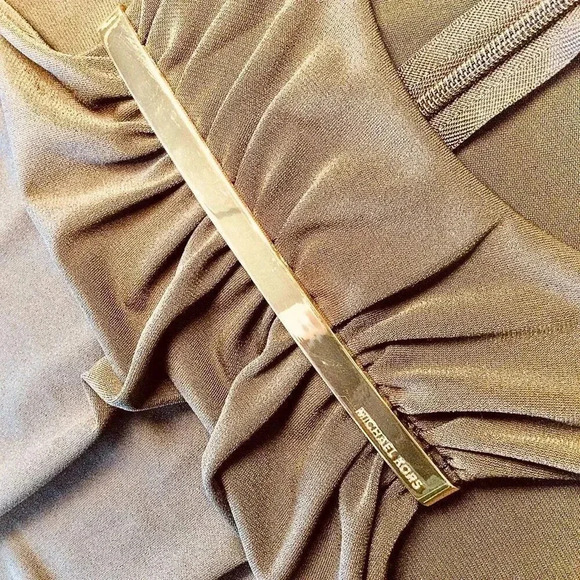 Michael Kors Womens Small High Low Maxi Dress Brown Sleeveless Stretch Flowy - Picture 7 of 11